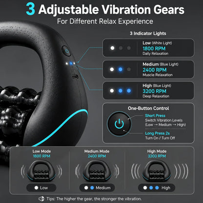 Electric Roller Impact Massage Tool Rechargeable Handheld Massager Portable Massager for Shoulder Back Leg Arm Full Body